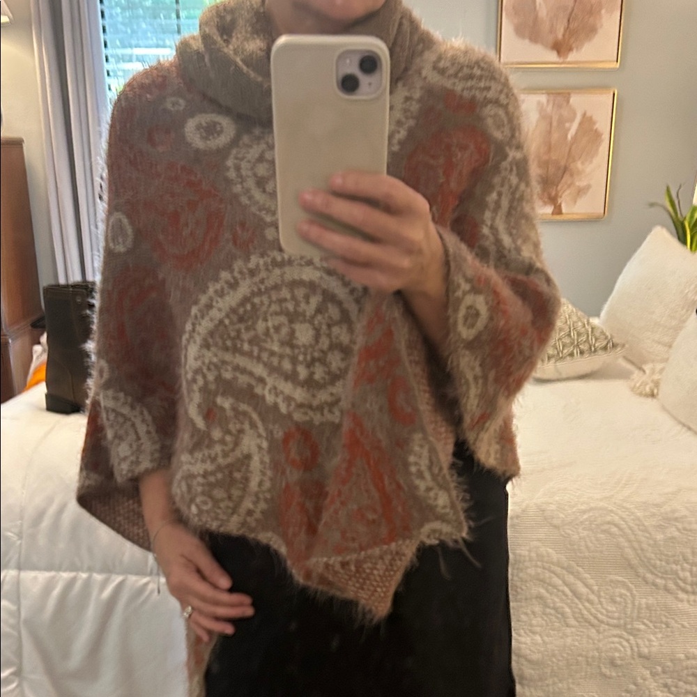 Paisley Knit Poncho